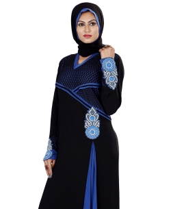 Black Lycra Stones, Crystals Abaya