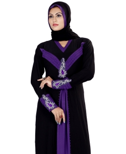 Black Lycra Stones, Crystals Abaya
