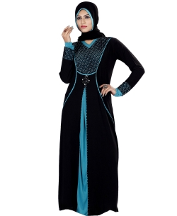 Black Lycra Stones, Crystals Abaya