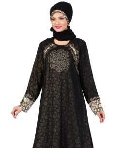 Black Lycra Stones, Crystals Abaya