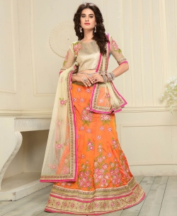 Orange Gota Embroidered A-Line Lehengas