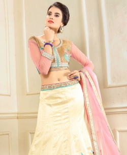 Cream Gota Embroidered A-Line Lehengas