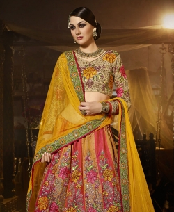 Multi Art Silk Zari Style A-Line Lehengas