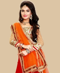 Red Gota Embroidered A-Line Lehengas