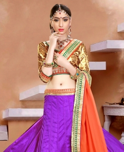 Purple Brocade Zari Style A-Line Lehengas