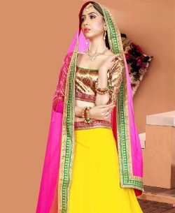 Yellow Brocade Zari Style A-Line Lehengas