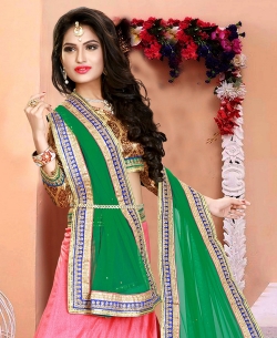 Pink Brocade Zari Style A-Line Lehengas