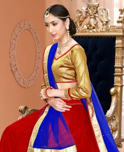 Red Gota Zari Style A-Line Lehengas