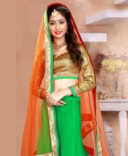 Green Gota Zari Style A-Line Lehengas