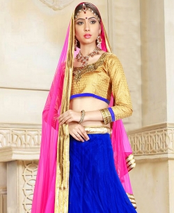 Burly Wood And Black Gota Embroidered A-Line Lehengas