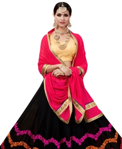 Black Brocade Embroidered A Line Lehengas