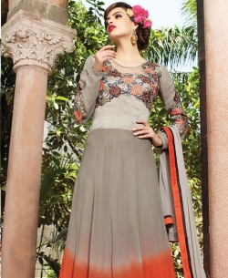 Dark Grey Georgette Ombre Anarkali Suits