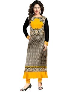 Mustard Georgette Embroidered Anarkali Suits