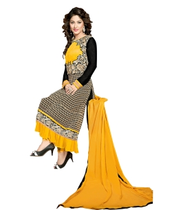 Mustard Georgette Embroidered Anarkali Suits