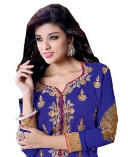 Navy Blue Georgette Embroidered Anarkali Suits