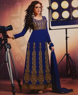 Navy Blue Georgette Embroidered Anarkali Suits