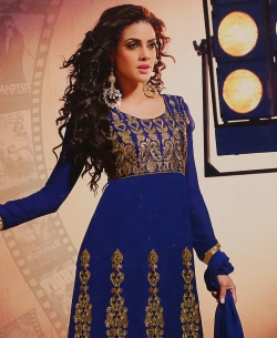 Navy Blue Georgette Embroidered Anarkali Suits