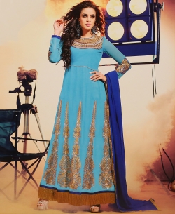 Sky Blue Georgette Embroidered Anarkali Suits
