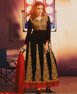 Black Georgette Embroidered Anarkali Suits