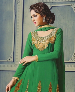 Green Georgette Embroidered Anarkali Suits