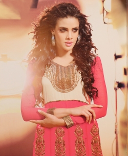 Pink Georgette Embroidered Anarkali Suits