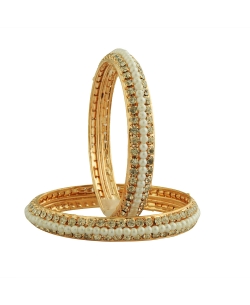 Gold Non Precious Metal Pearls Bangles