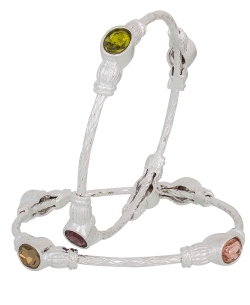 Silver Alloy Stones, Crystals, Silver Toned Bangles