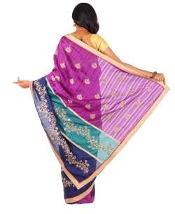 Violet Art Silk Embroidered Border Sarees