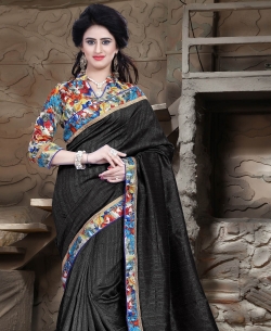 Black Bhagalpuri Lace Style Border Sarees