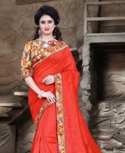 Red Bhagalpuri Lace Style Border Sarees