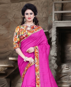 Pink Bhagalpuri Lace Style Border Sarees
