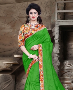 Green Bhagalpuri Lace Style Border Sarees