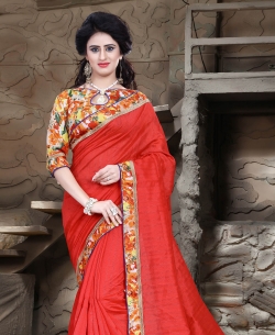 Red Bhagalpuri Lace Style Border Sarees