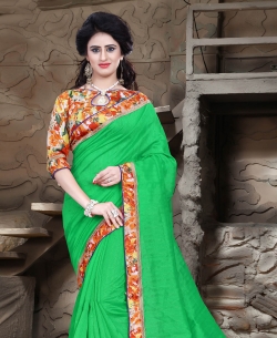 Green Bhagalpuri Lace Style Border Sarees