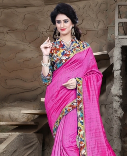 Pink Bhagalpuri Lace Style Border Sarees