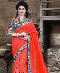Red Bhagalpuri Lace Style Border Sarees