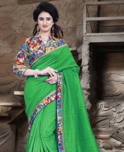 Green Bhagalpuri Lace Style Border Sarees