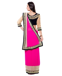 Fuchsia Georgette Mirror Work Border Sarees