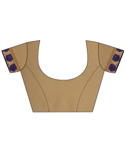 Blue And Beige Georgette, Lycra Embroidered Border Sarees