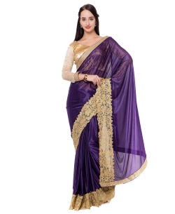 Indigo Lycra Lace Style Border Sarees