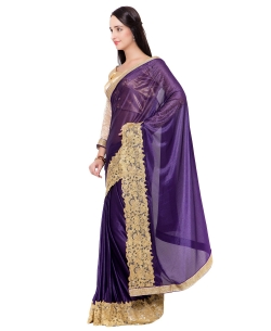Indigo Lycra Lace Style Border Sarees