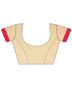 Pink And Beige Georgette, Lycra Patch Work Border Sarees
