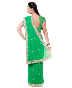 Green Georgette Stones Border Sarees
