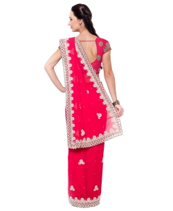 Red Georgette Stones Border Sarees