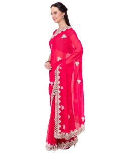 Red Georgette Stones Border Sarees