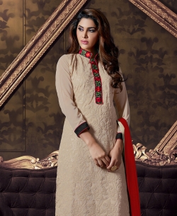 Grey Georgette Lace Style Chudidhar Suits