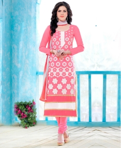 Pink Cotton Embroidered Chudidhar Suits