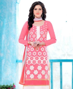 Pink Cotton Embroidered Chudidhar Suits