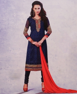 Navy Blue Georgette Embroidered Chudidhar Suits
