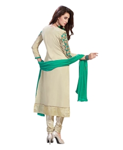 Beige Georgette Blend Embroidered Chudidhar Suits